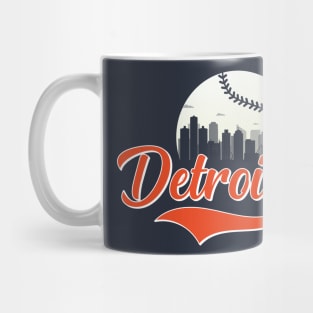 Retro Vintage Detroit Michigan City Scape Baseball Game For Man Woman Mug